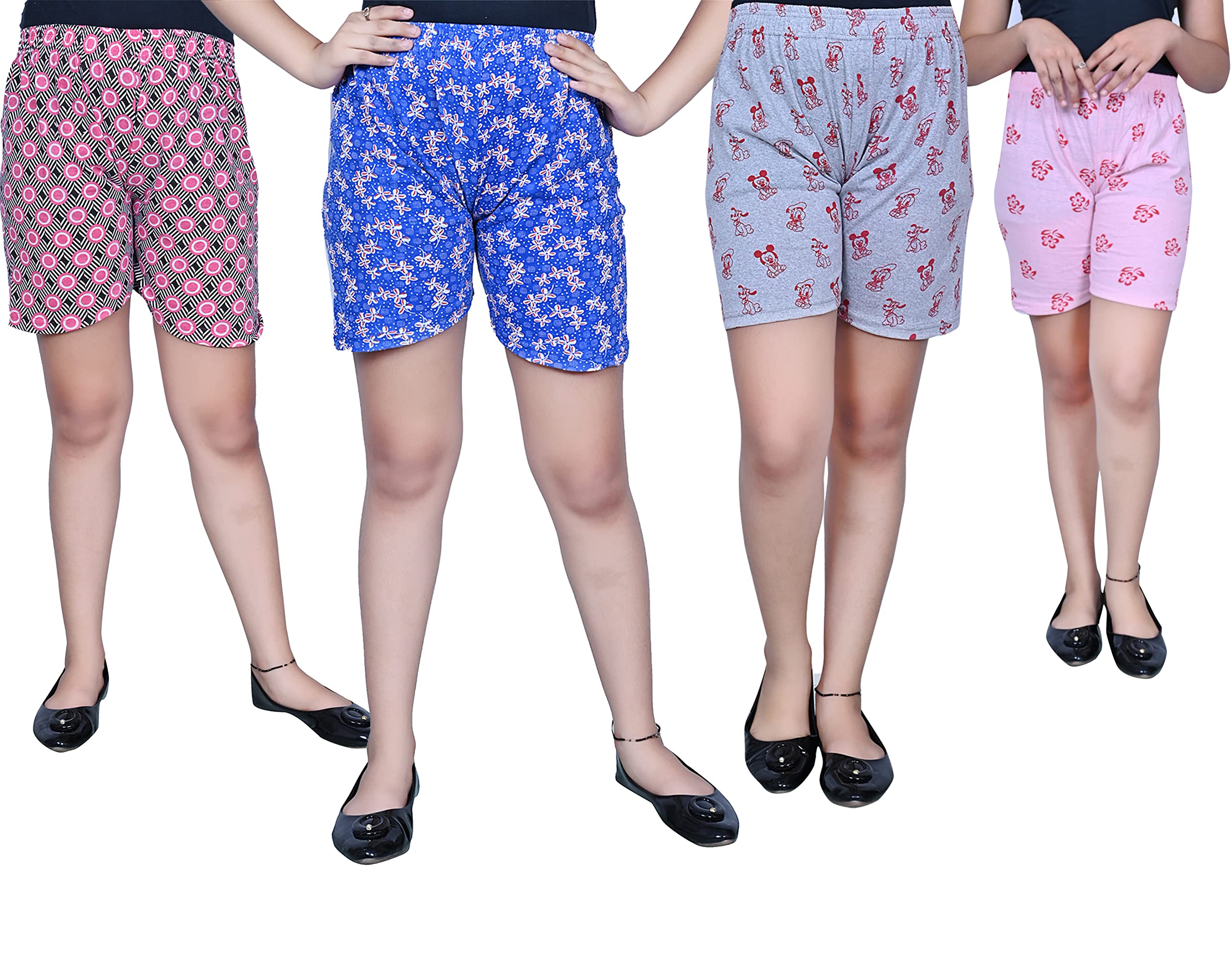tvesa Womens Cotton Printed Lounge WEAR Daily USE Multicolour Shorts (Pack of 4)-picture-11