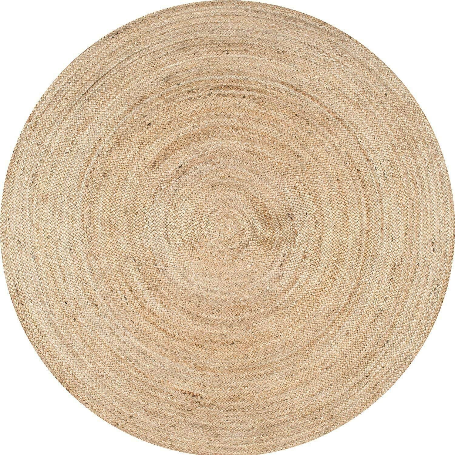 Ripaz Tapis Rond tissé à la Main en Jute Naturelle (180 cm de circonférence)