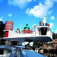 Vista 8 de Docktail Butler - Organizador de mesa para barco, incluye soporte para caña, mesa portátil para barco y barra de barco, mesas marinas para barcos