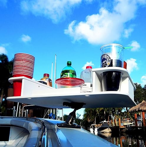 Miniatura 8 de Docktail Butler - Organizador de mesa para barco, incluye soporte para caña, mesa portátil para barco y barra de barco, mesas marinas para barcos