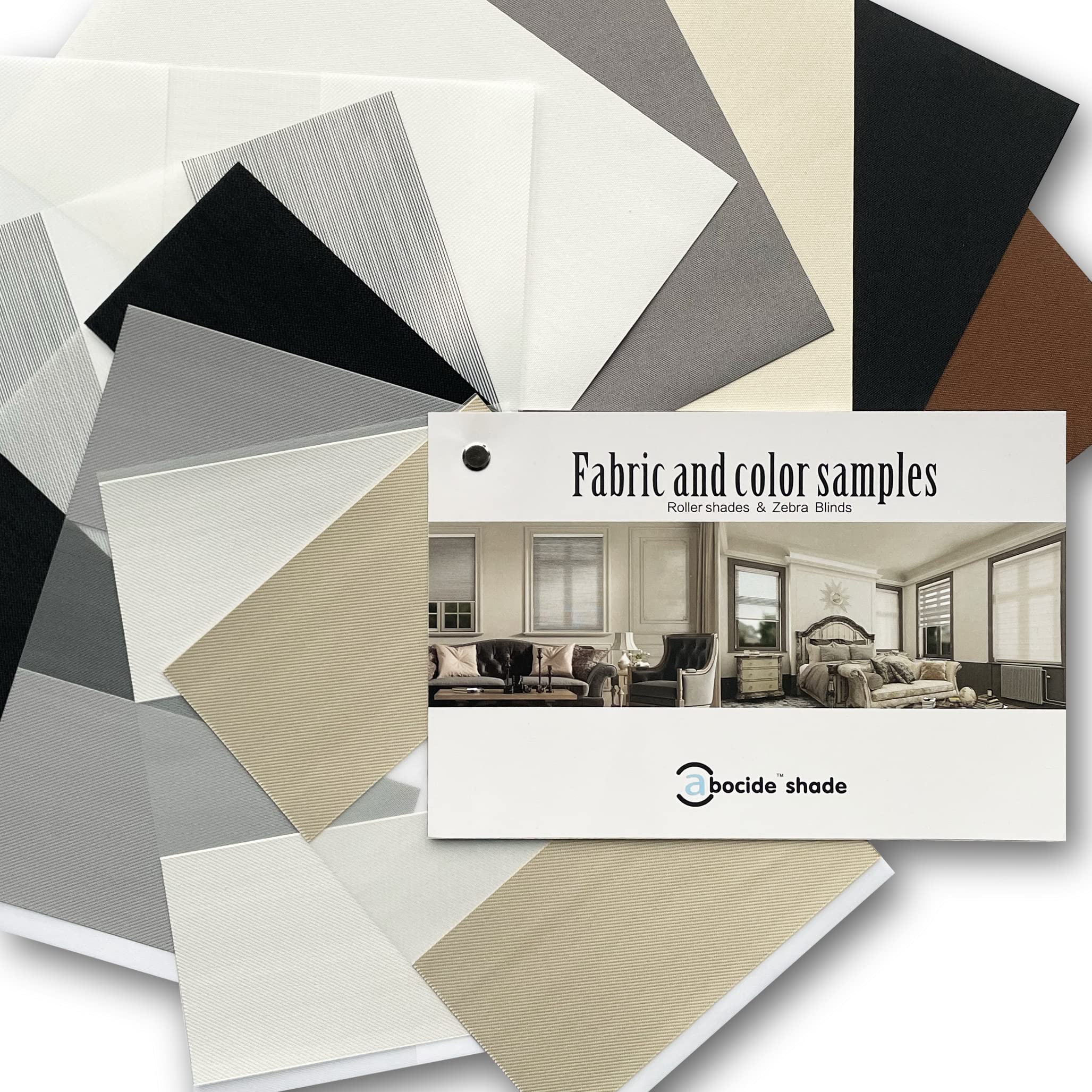 ABOCIDE Custom Zebra Roller Shades, Dual Layer Zebra Blinds for Windows, Roller Window Shades, Light Control for Day & Night (Fabric Samples)