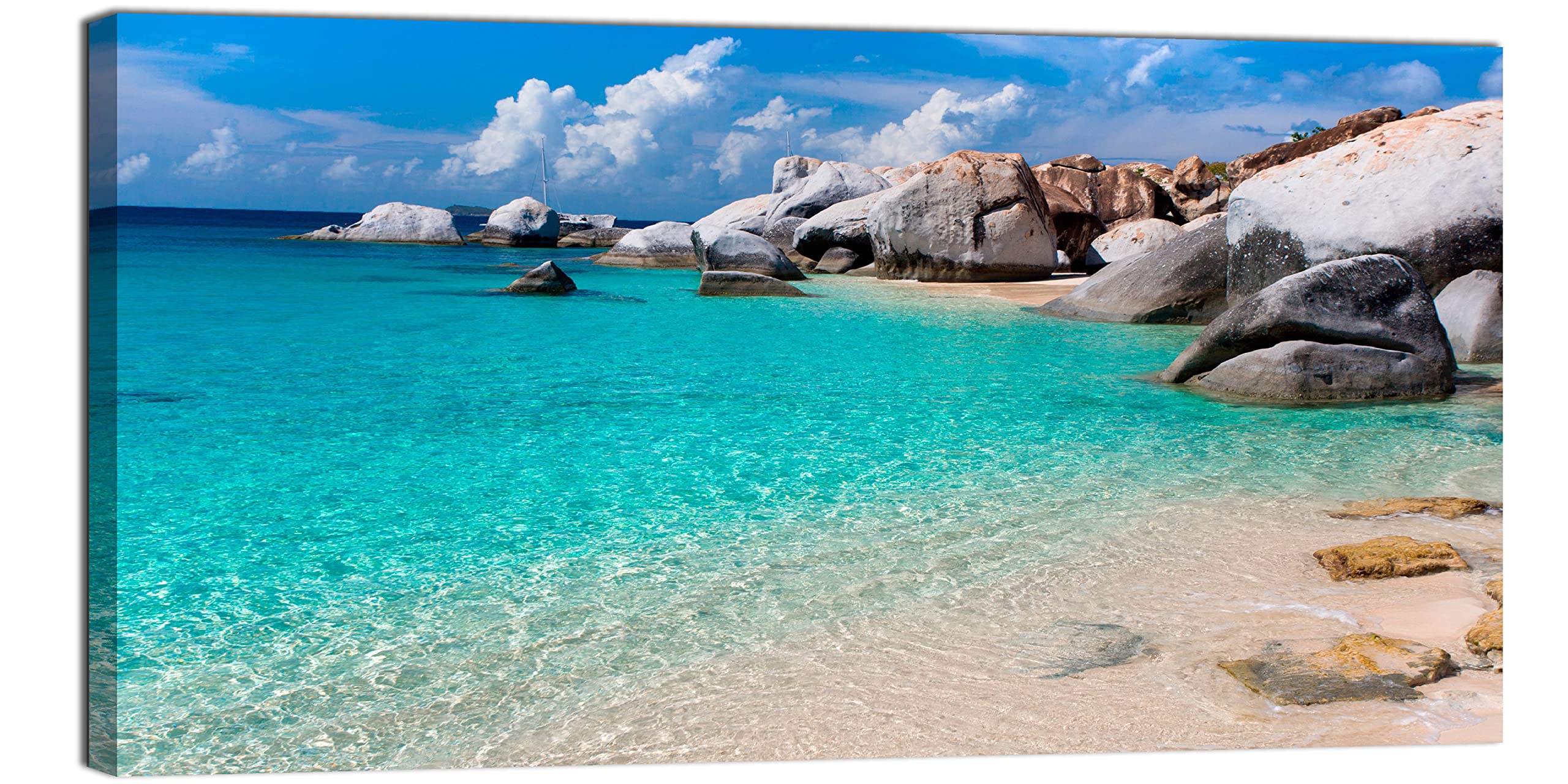 canvashop Quadro Moderno Mare Sardegna 140x70 cm | Soggiorno, Stampe da Parete, Camera da Letto, Tela Canvas, Grandi Dimensioni