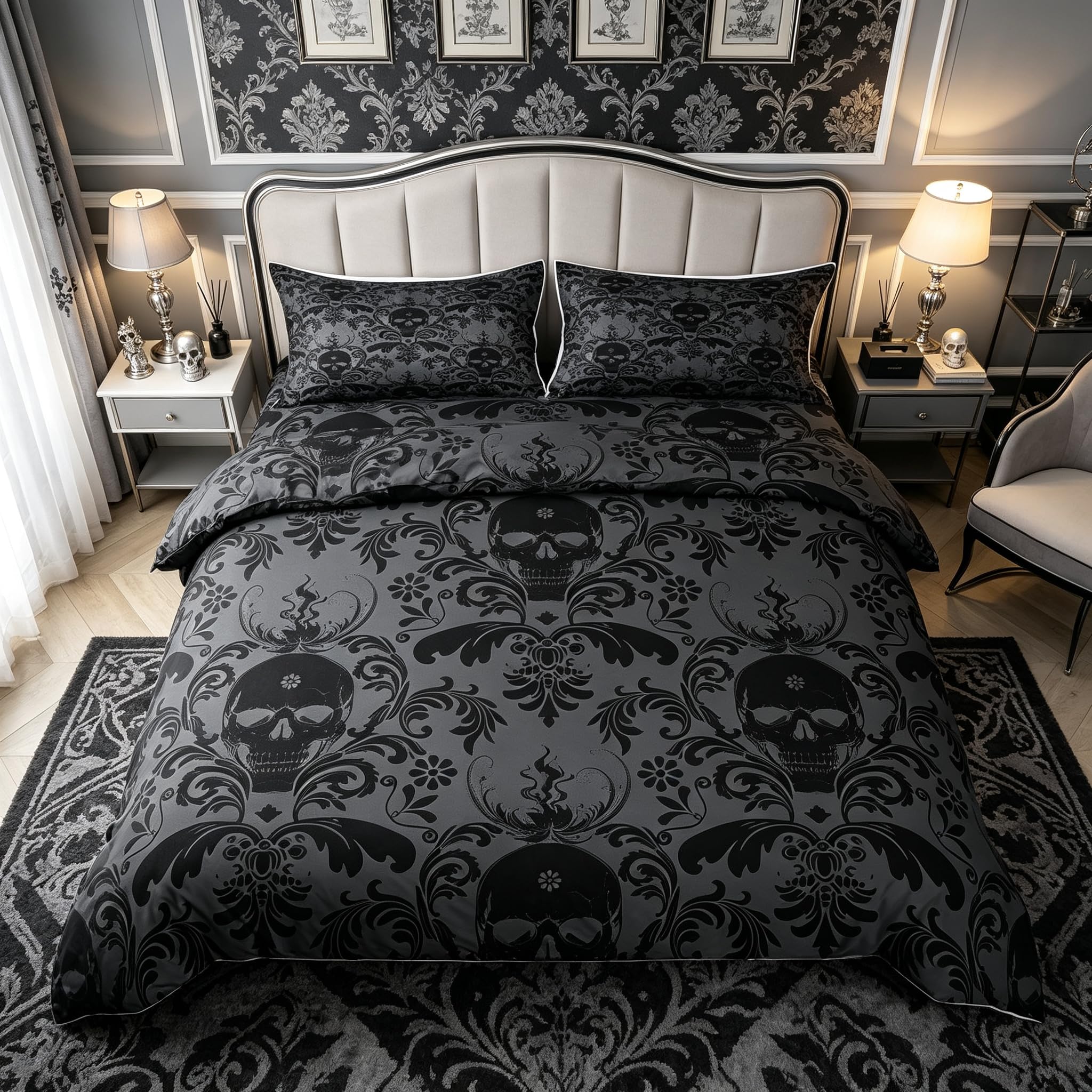 Homemissing Jacquard Damask Duvet Cover Boho Gothic Double Bedding Set