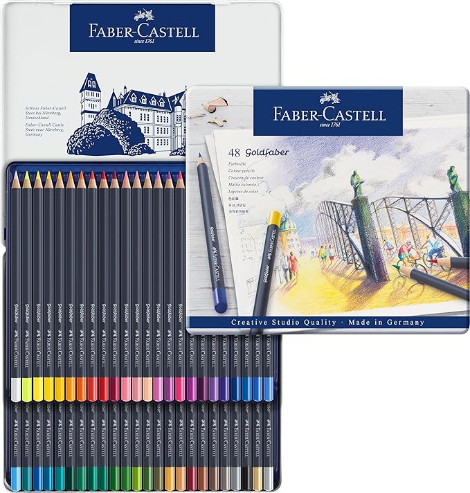 Faber-Castell 114748 – Farbstifte mit permanenter Ölkreidemine Goldfaber, 48er Set