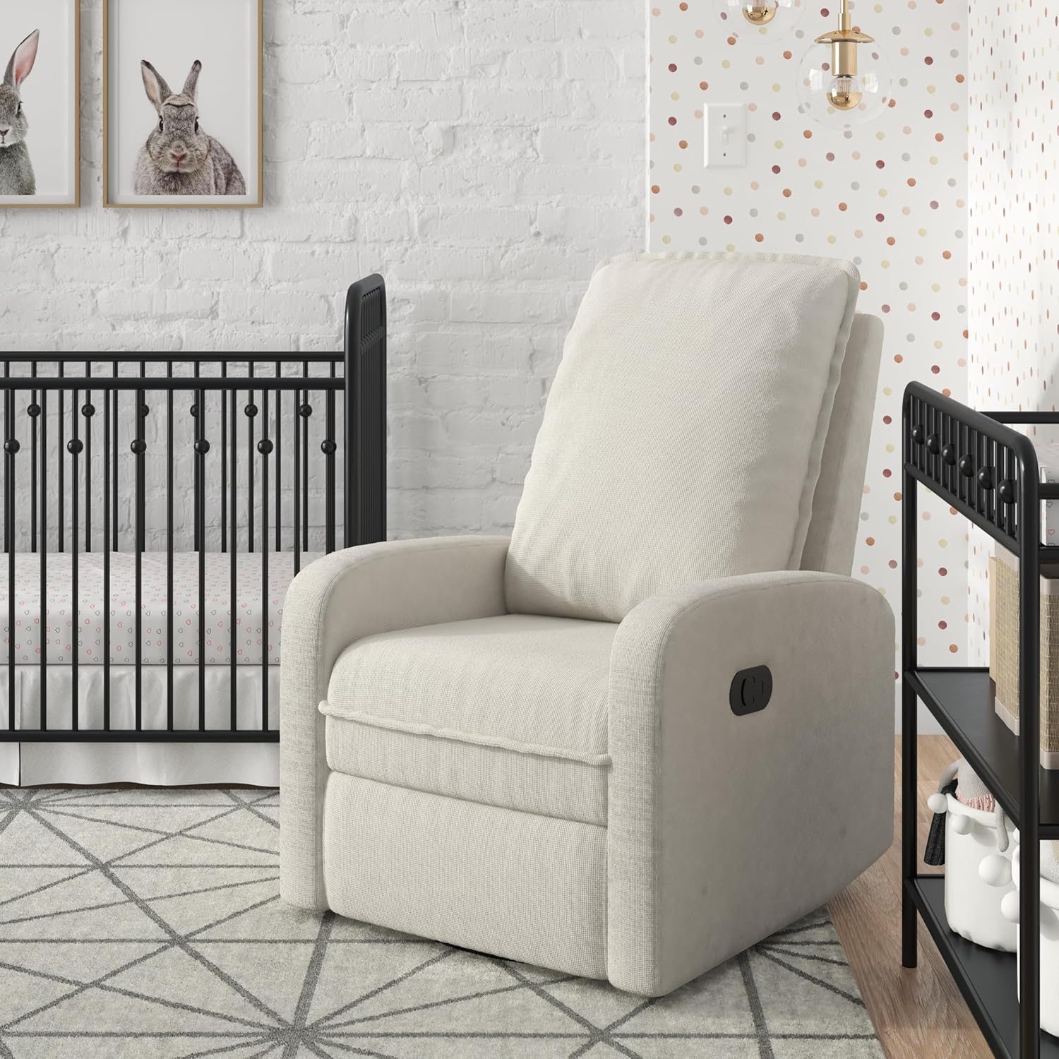 Little Seeds Bilana 3-in-1 Gliding Swivel Recliner Chair, Ivory Linen Little Seeds Bilana 3-in-1 Gliding Swivel Recliner Chair, Ivory Linen