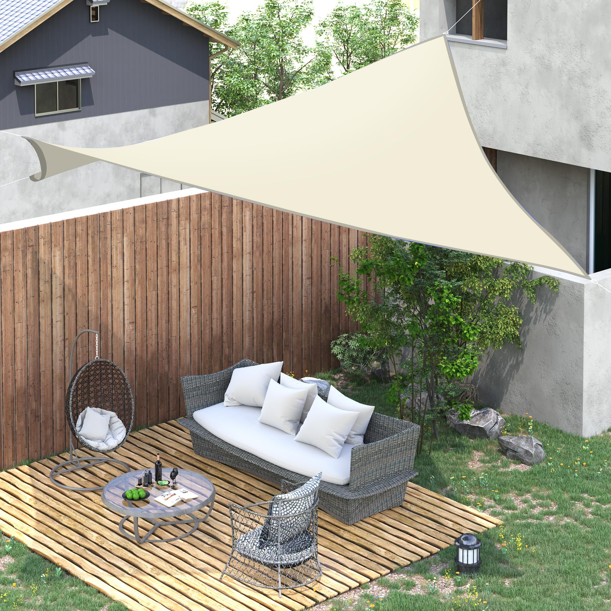 Outsunny Toldo Vela Rectangular 3x4m Resistente al Agua Protección UV Crema | Vela de Sombra, para Terraza Jardín Camping, Poliéster
