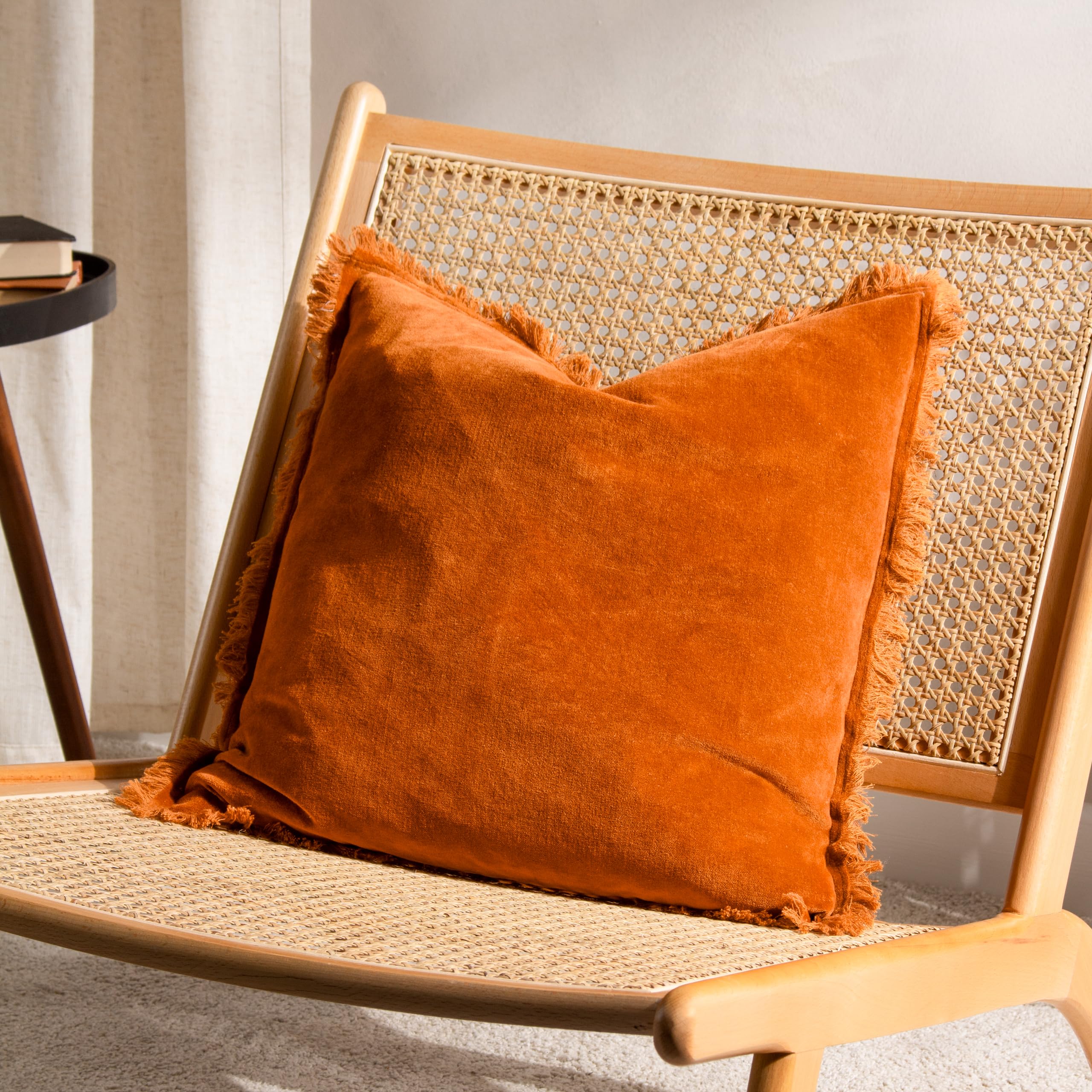 Yard Jaye Cotton Velvet Fringed Feather Rich Filled Cushion