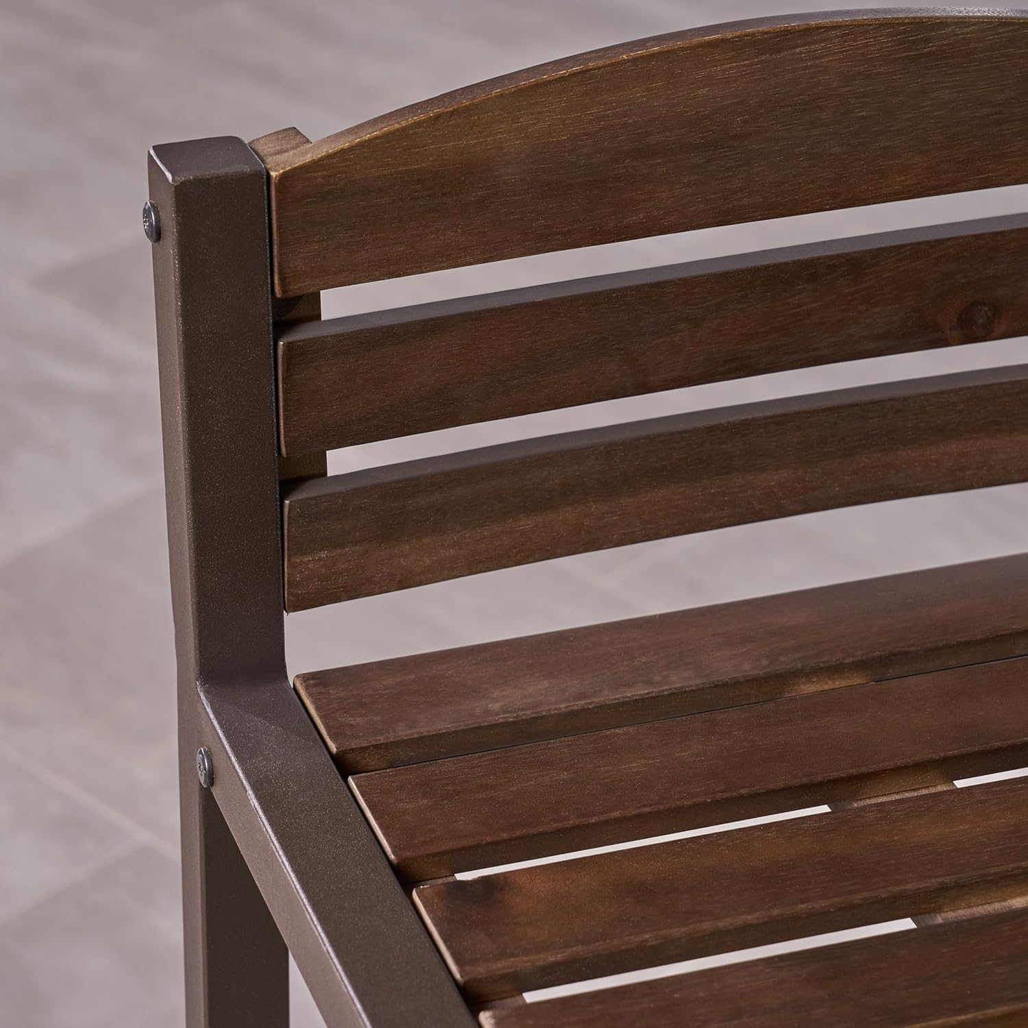 Christopher Knight Home Lilith Indoor Acacia Barstools with Iron Frames, 2-Pcs Set, Dark Brown / Rustic Metal