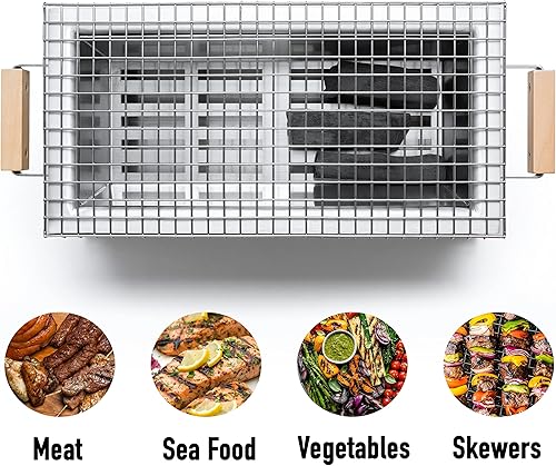 Miniatura 4 de The Bincho Grill MG-168 Yakitori Tabletop Charcoal Griller-Mini Japanese Style Hibachi