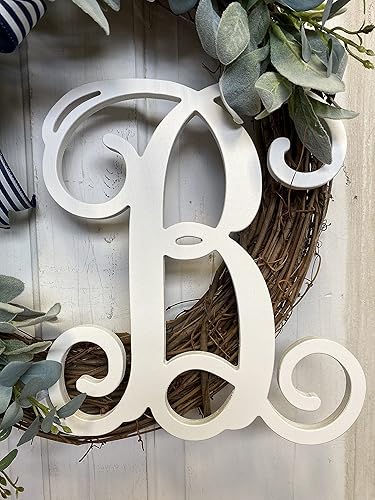 Miniatura 3 de Lambs Ear with Eucalyptus Front Door Wreath with Monogram Letter Option, 20-22" diameter, Exterior Door Decor, Rustic Farmhouse Look, Spring Summer