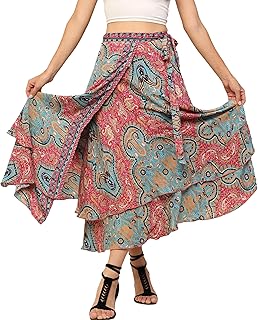 KE KANHA EXPORTS Multi Wear Skirt for Women|Long Skirts for Woman|Wrap for Women|3 in 1 Wrap Skirt |Halter|Dress|Border Pr...