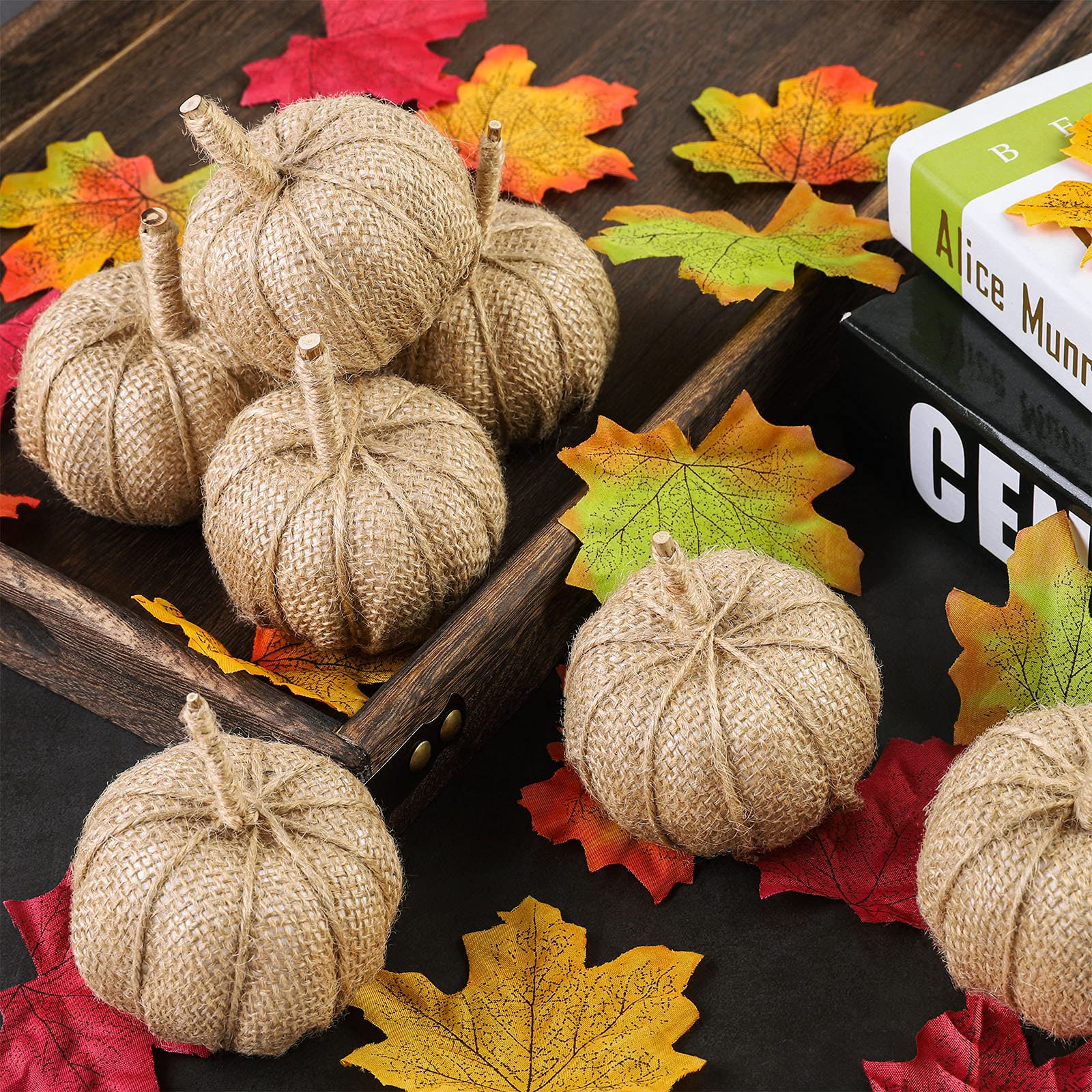 Aneco Künstliche Kürbisse aus Sackleinen, Herbstdekoration, 12 Stück