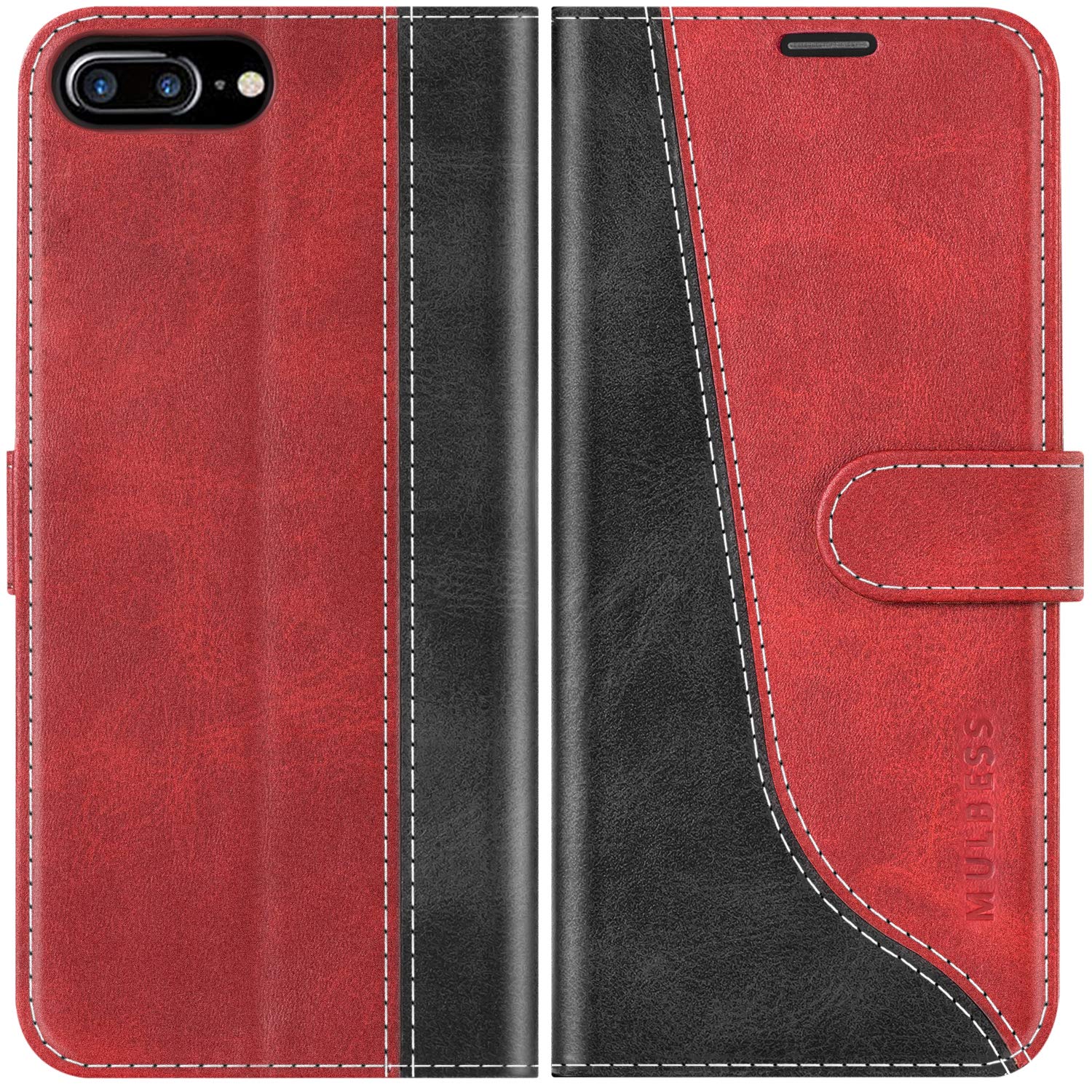 Mulbess Cover A Libretto Per OnePlus 8T 5G - Custodia In TPU Antiurto Con Fessura Carte E Stand, Vino Rosso