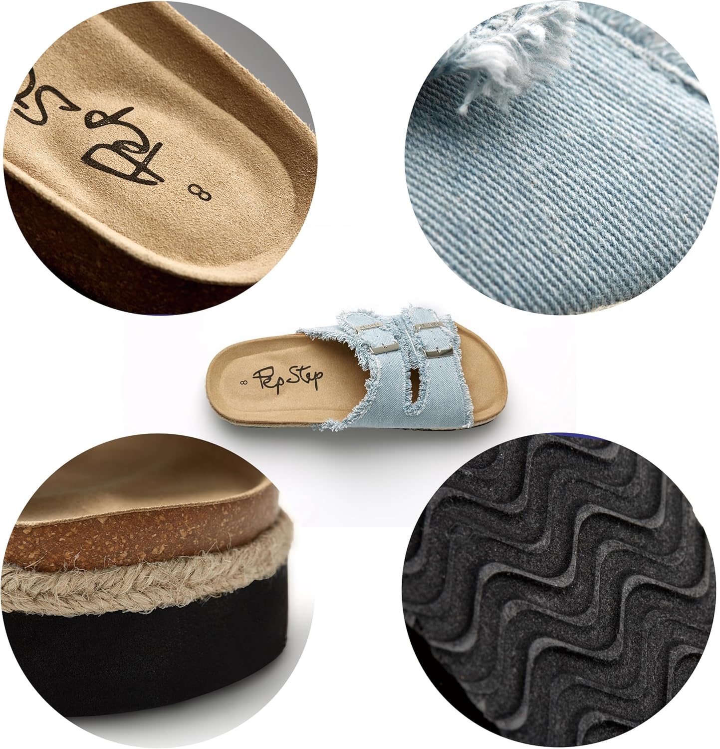 PepStep Slide Sandals for Women with Soft Cork Footbed and Strap, Ladies Fashion Platform Slide Sandals Comfortable Slip On Style - Image 7