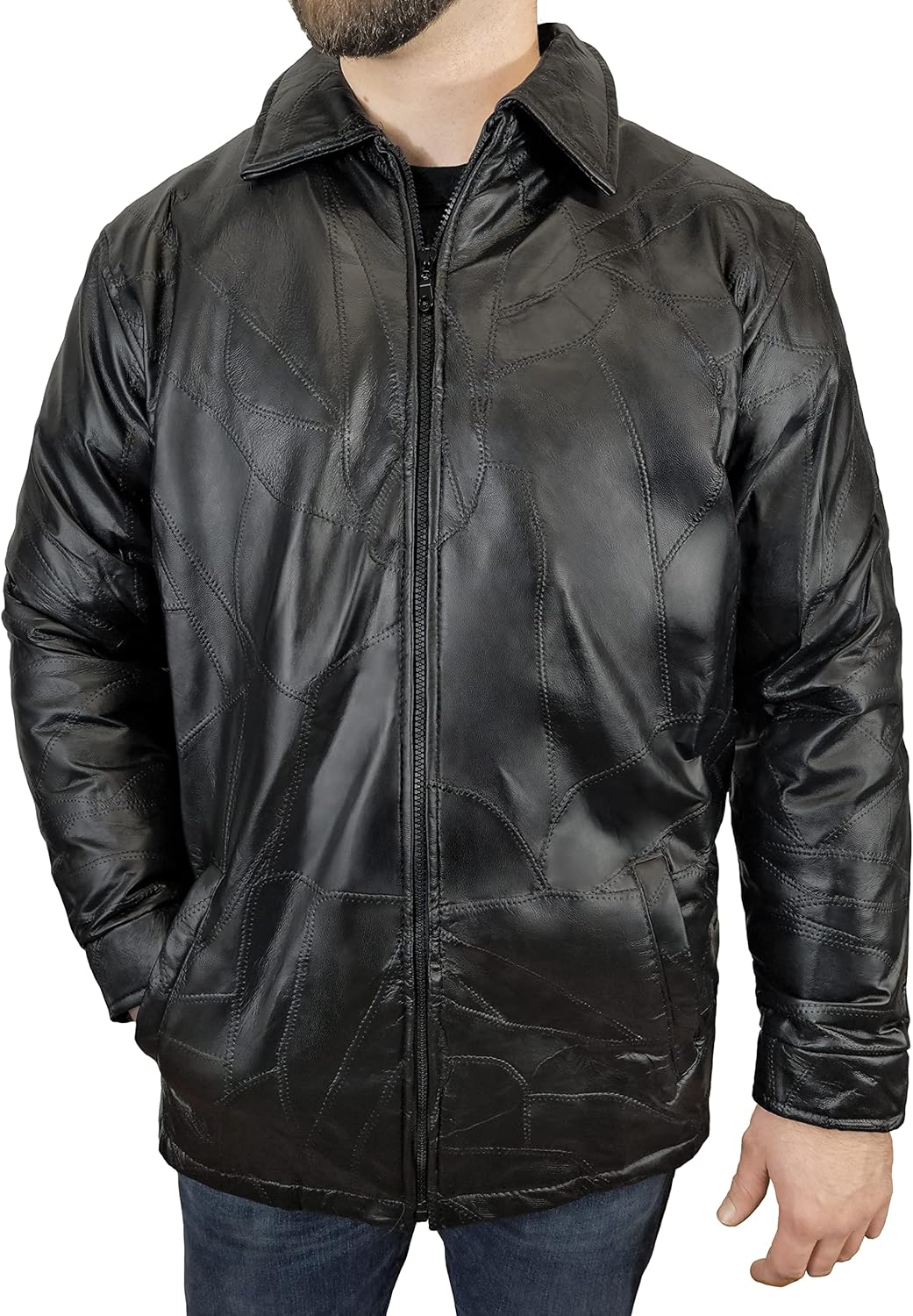 Victory Outfitters Men's Big & Tall Patch Leather Jacket