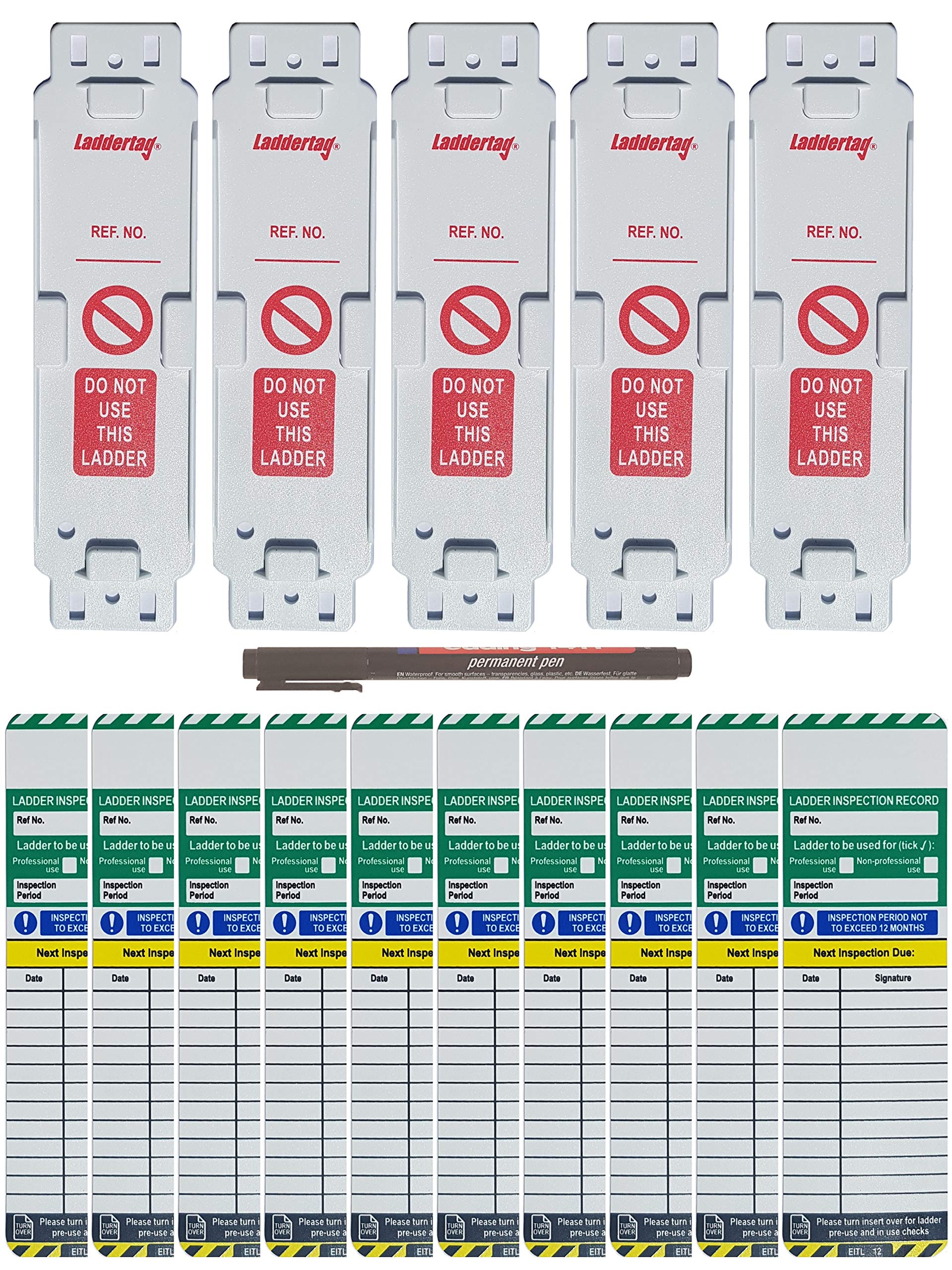 Bps Access Solutions Laddertag Large Company Set - X5 Holders, X10 Inserts & X1 Pen
