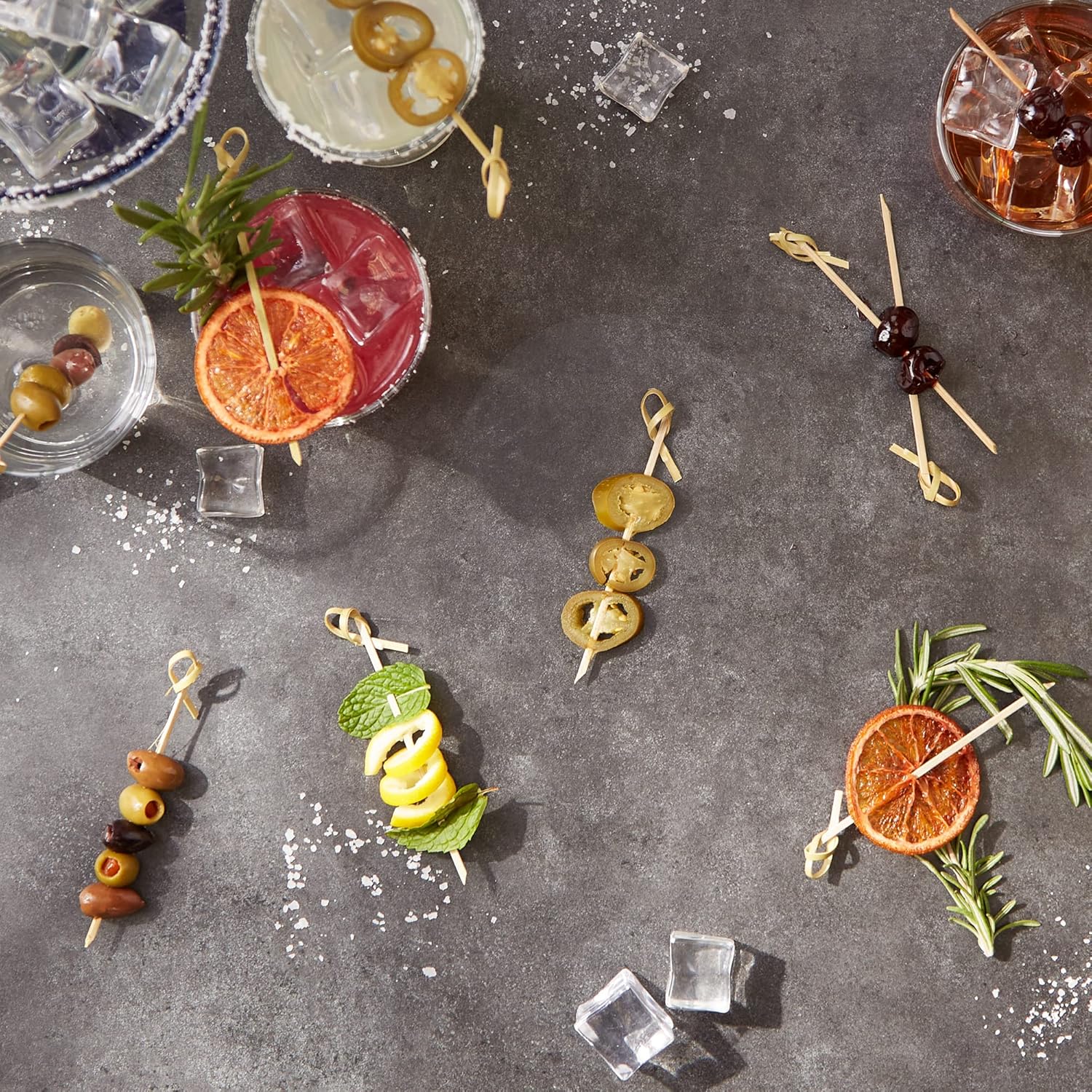 RSVP International Compostable Bamboo Serving & Cocktail Picks Appetizer Picks, Knot Picks, 50-Count, 4.5"