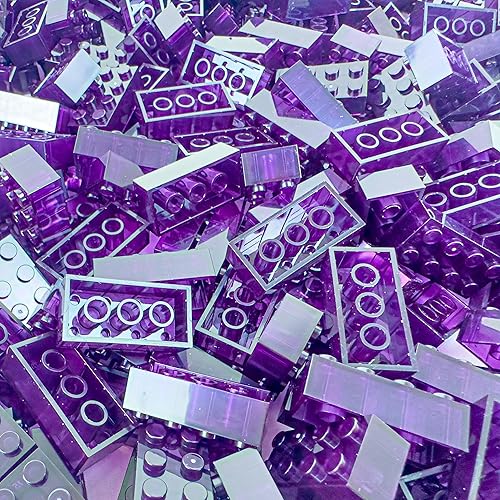 Miniatura 4 de Minizfigs 2 x 4 púrpura tranparent 100 piezas de ladrillos clásicos de construcción de ladrillos imprescindibles para el aula de niños, bloques