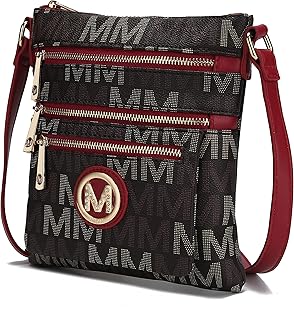 MKF Collection Crossbody Bag for Women â€“ PU Leather Adjustable Strap Handbag â€“ Side Messenger Purse, Shoulder Crossover Red