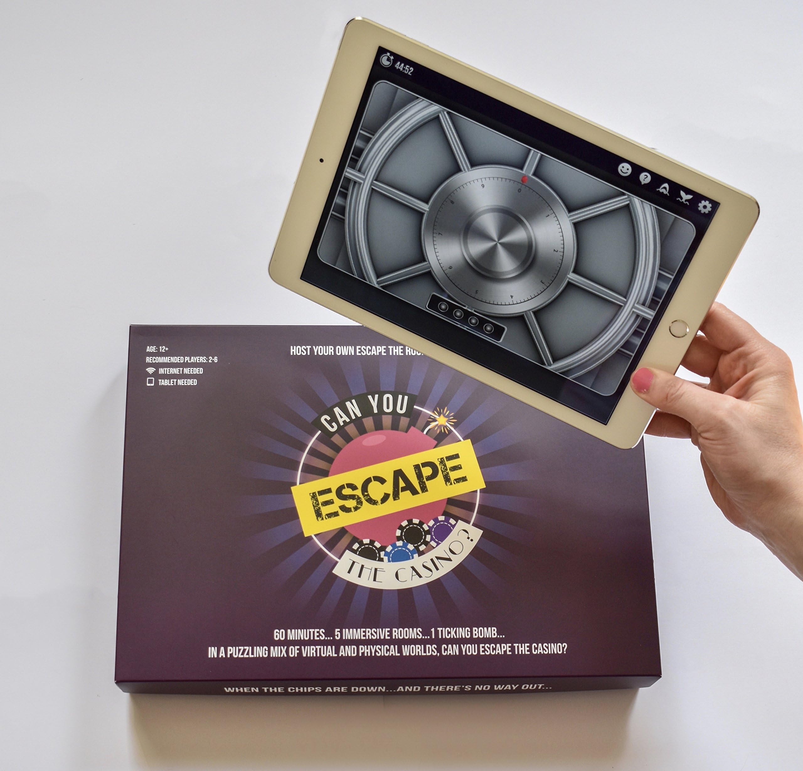 VAP games Escape The Casino, board game and interactive app. Escape room in a box