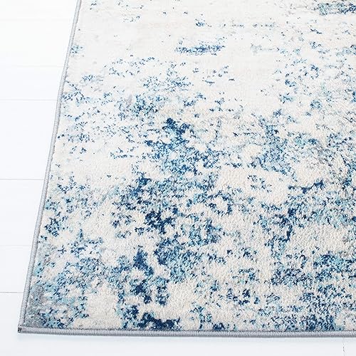 Miniatura 68 de SAFAVIEH Brentwood Collection - Alfombra de área de 9 x 12 pies, gris claro y azul, diseño abstracto moderno, no desprende pelusa y de fácil azul