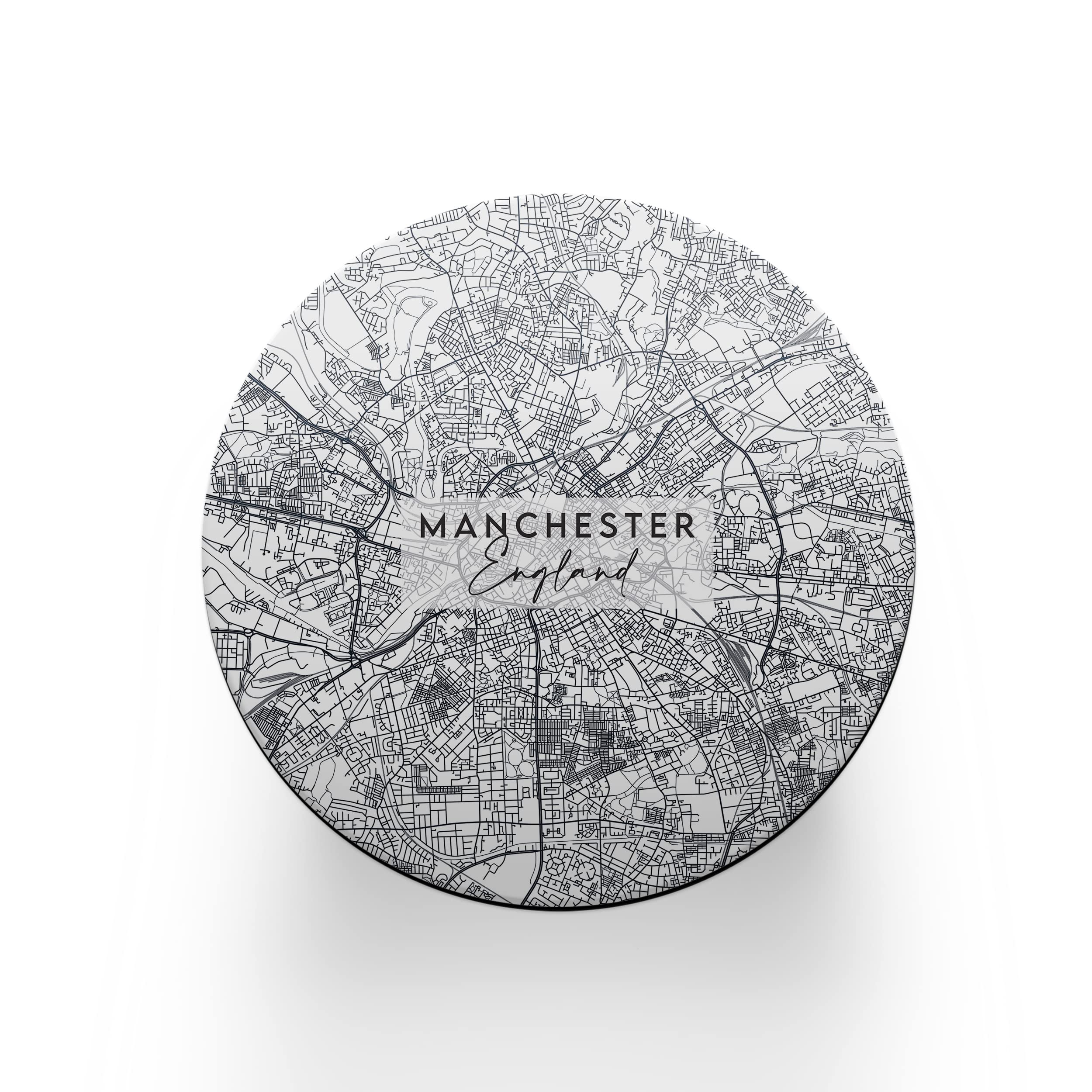 Dv Design Multicolor Round Single Coaster - Manchester England Uk Britain Map Travel Hometown #76924