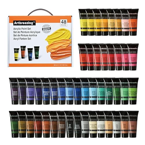 Acrylic Paint Set,48 Colors 0.74 oz/22ml Tubes,Highly Pigment Art Paints