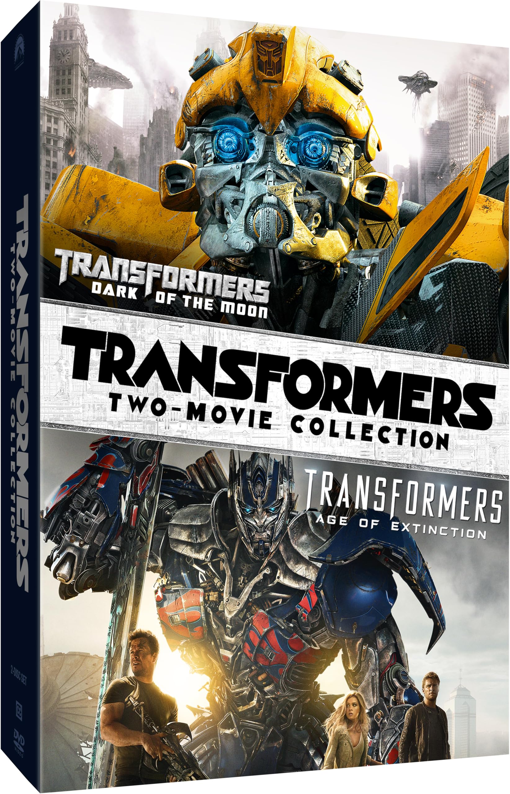 Colección Transformers 3 y 4 en DVD con las películas El lado oscuro y La era de la extinción