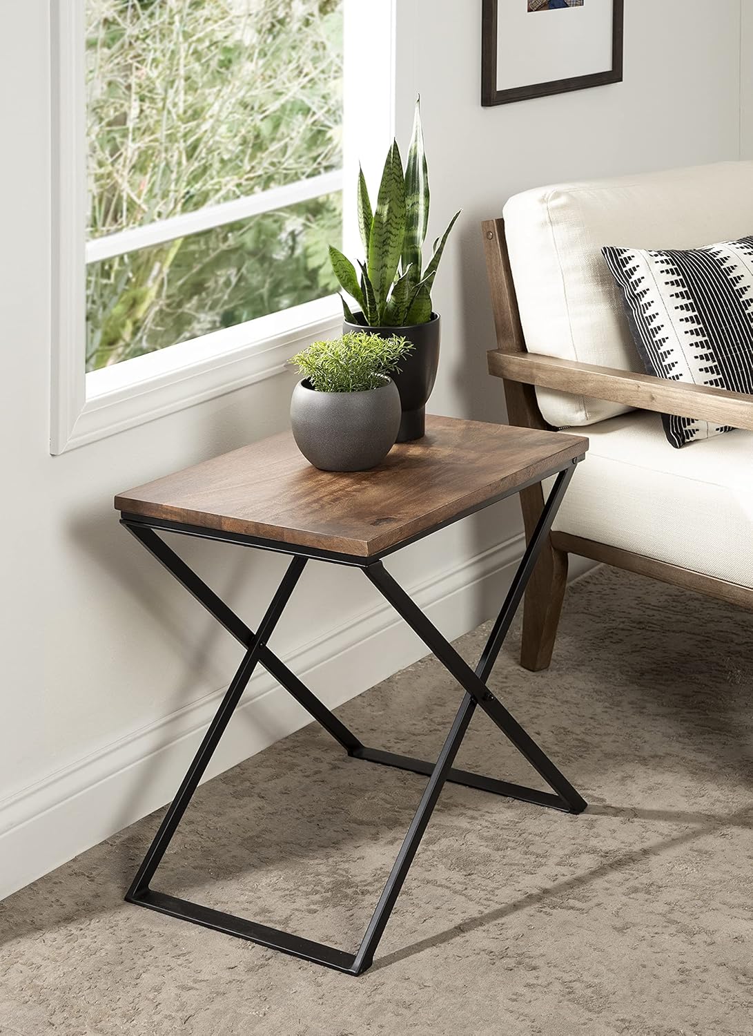 Kate and Laurel Laraway Folding Side Table, 20x14x20, Natural/Black : Home & Kitchen