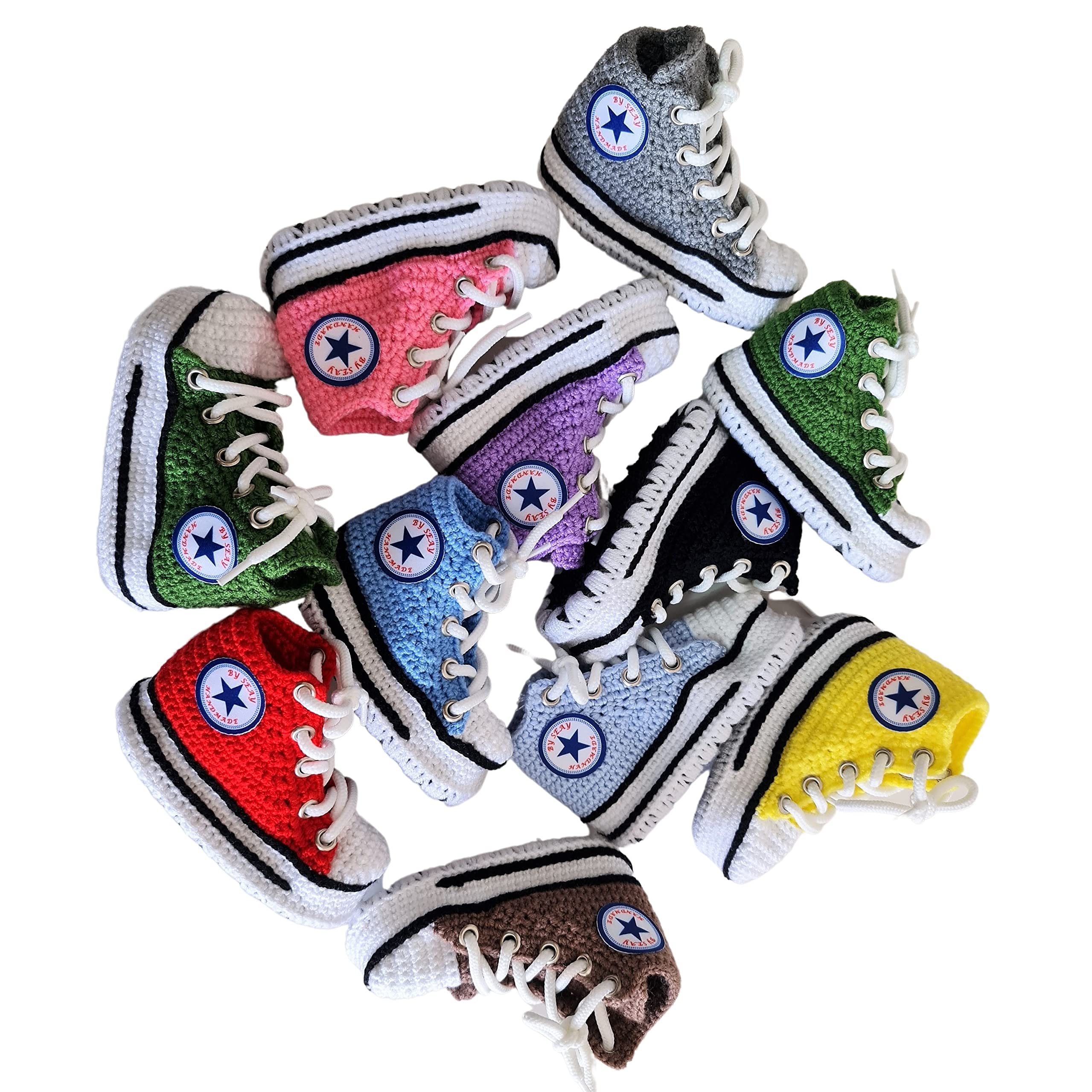gestrickte Blaue Baby Sneaker Booties, weiche warme Baumwoll-Häkel-Hausschuhe für Neugeborene, Kleinkinder, Lauflerner, 0-3M 3-6M 6-9M 9-12M, Geschenk für Baby-Jungen
