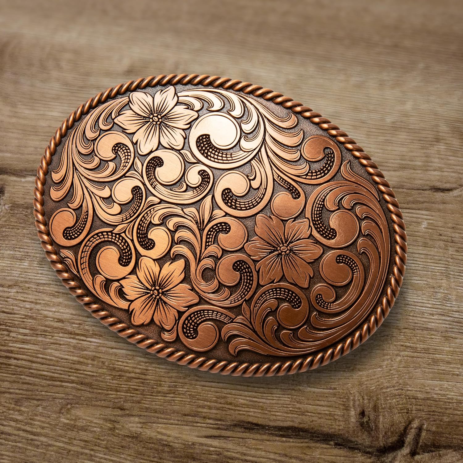 Cowboy Floral Engraved Belt Buckle – Vintage Western Antique Style for Men & Women - Image 3