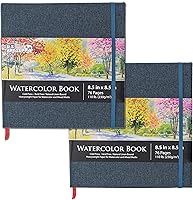 US Art Supply 2-Pack 8.5x8.5" Watercolor Paper Pads - 152 Sheets 110lb Acid-Free Cold Pressed Hardcover Books for Mixed Media Artists