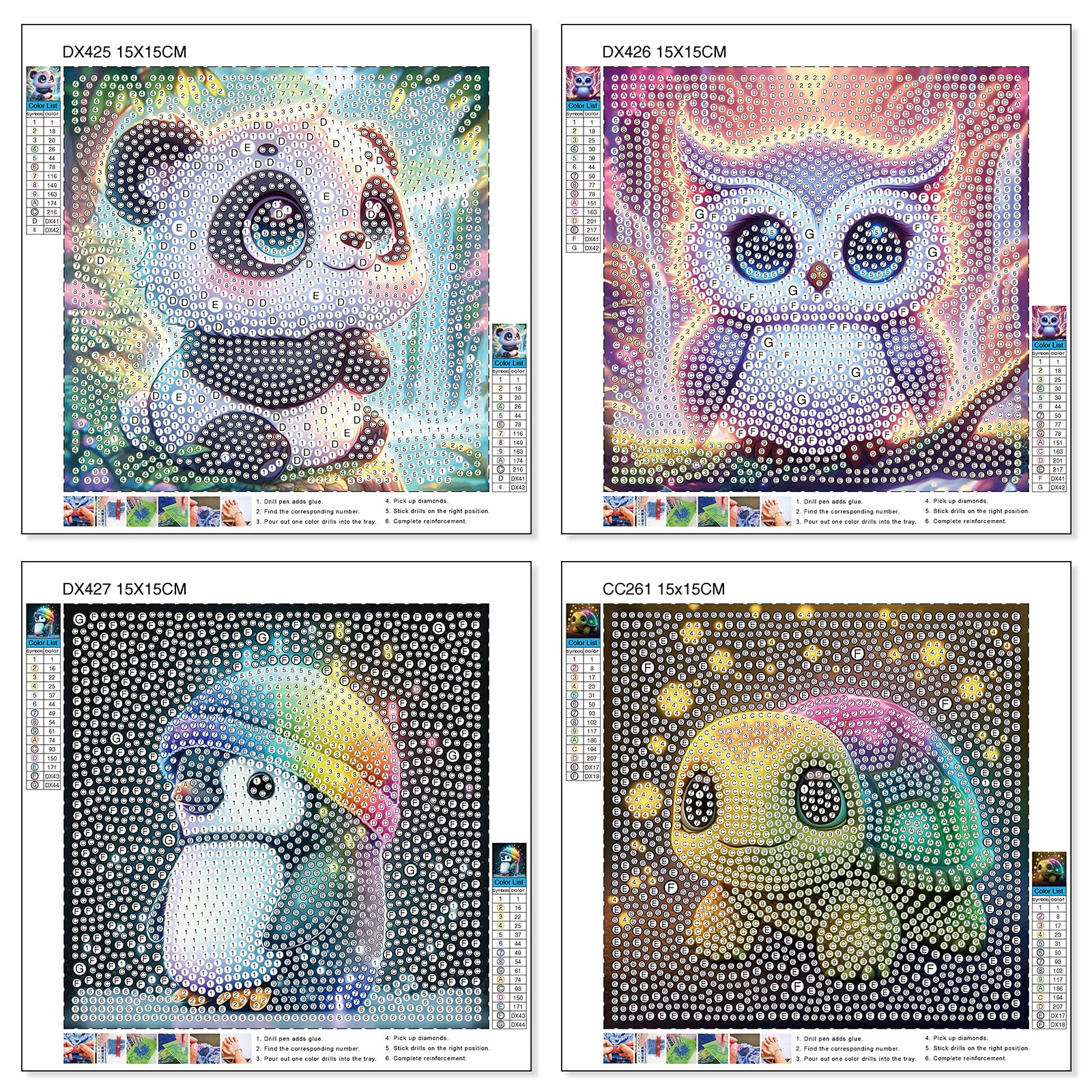 Kit per la creazione di mosaici con pittura a diamante 5D fai-da-te piccoli e facili con cornice bianca per bambini - Piccola tartaruga 15X15 cm | IT