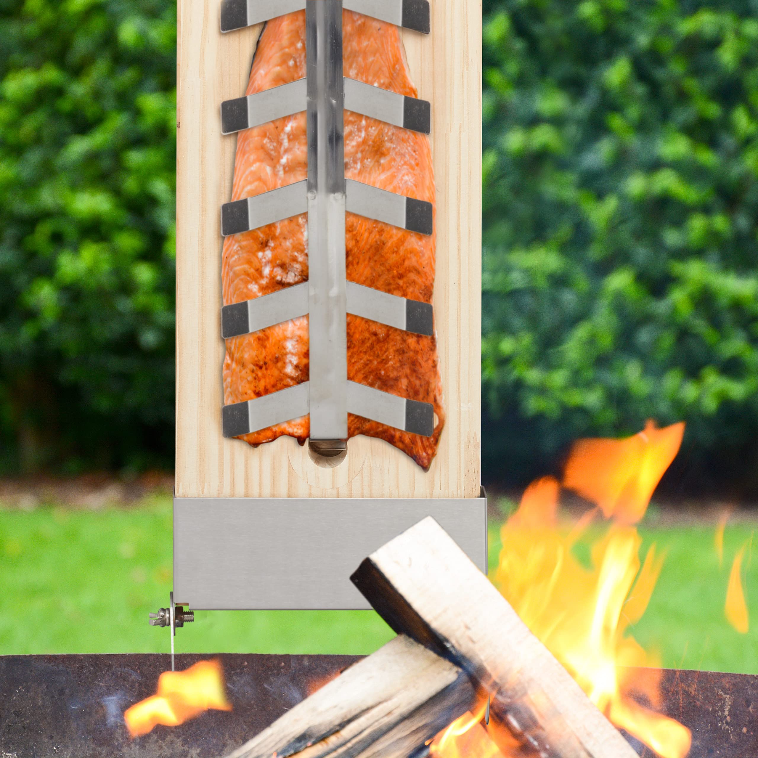 Planche à Saumon en Bois de Cèdre Lot de 2, 55 x 20 cm, avec Support pour Grillades