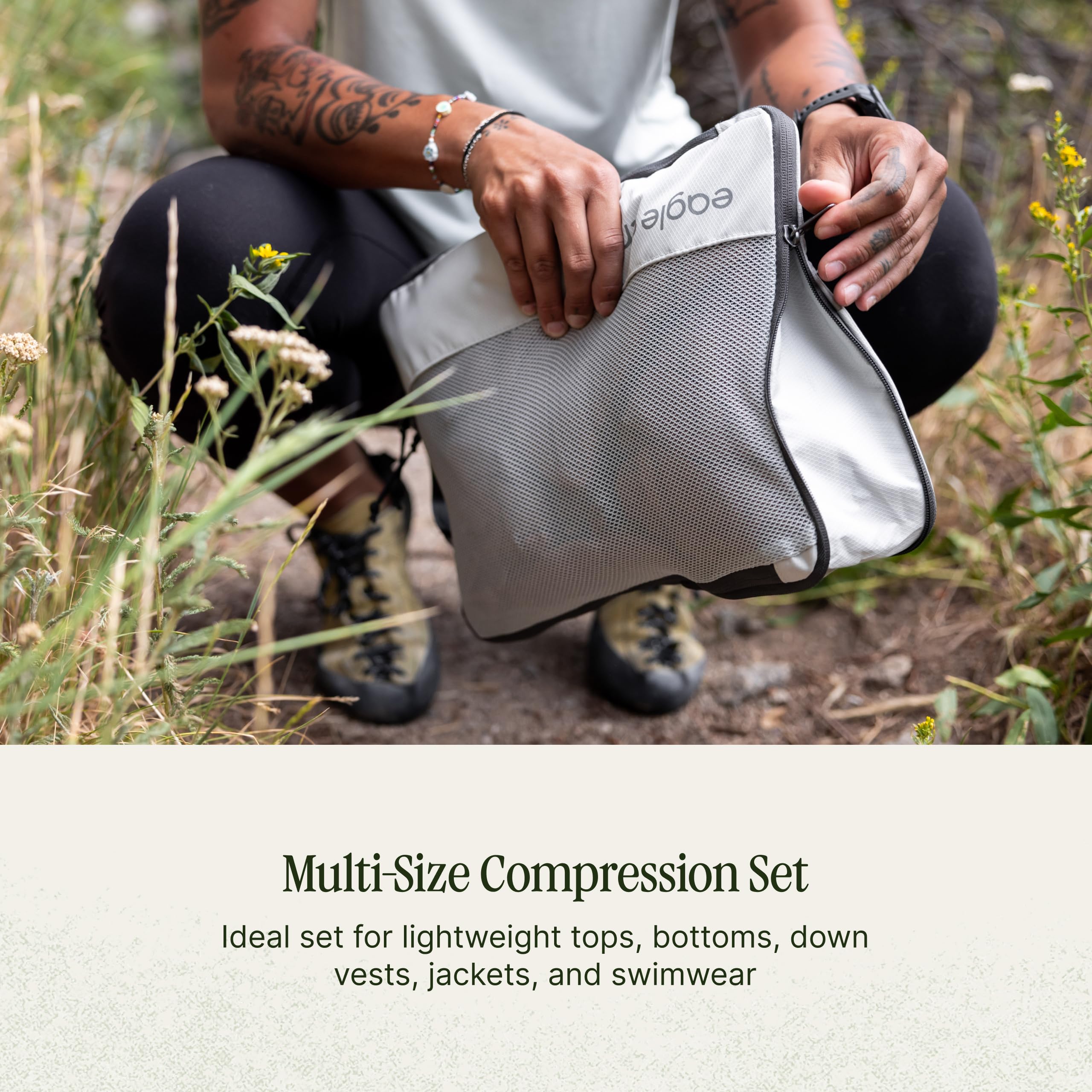 Eagle Creek Pack-It Reveal - Cubo de compresión ligero para optimizar el espacio del equipaje, práctico asa superior, cremallera de fácil agarre, lavable, Gris (Storm Grey), Compression Set – one