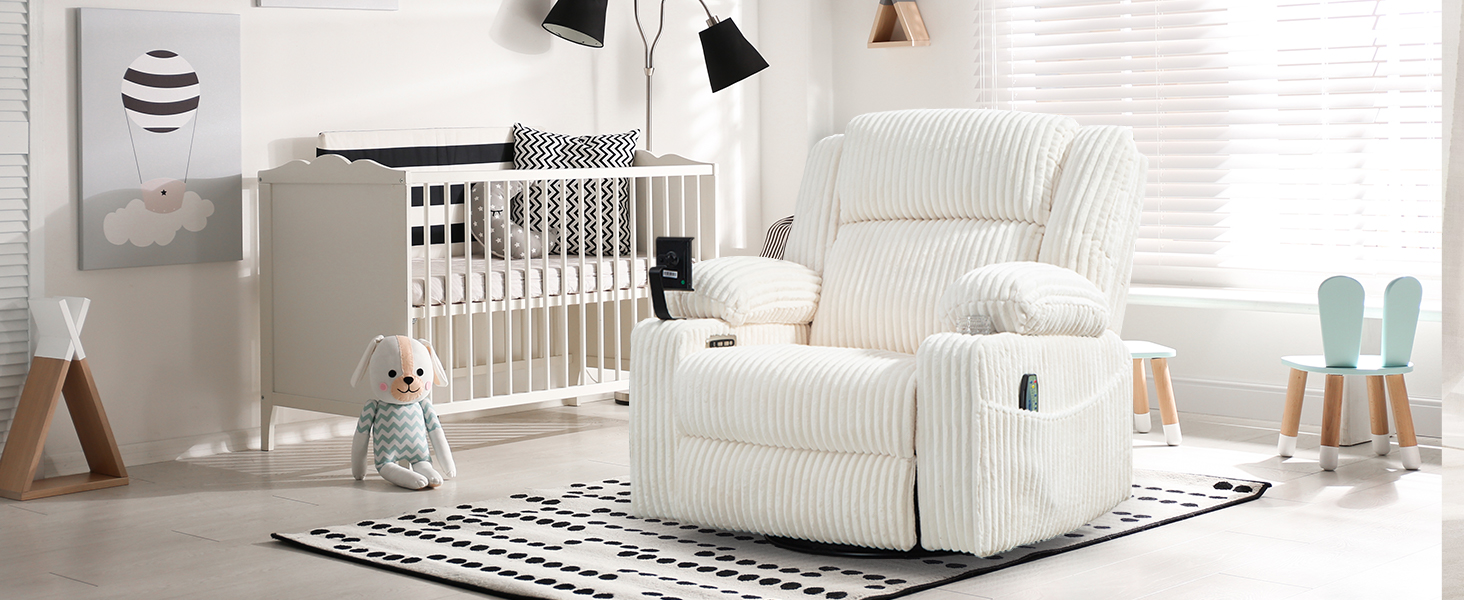 Sillón Power Oversized Giratorio Blanco crema miniatura 7