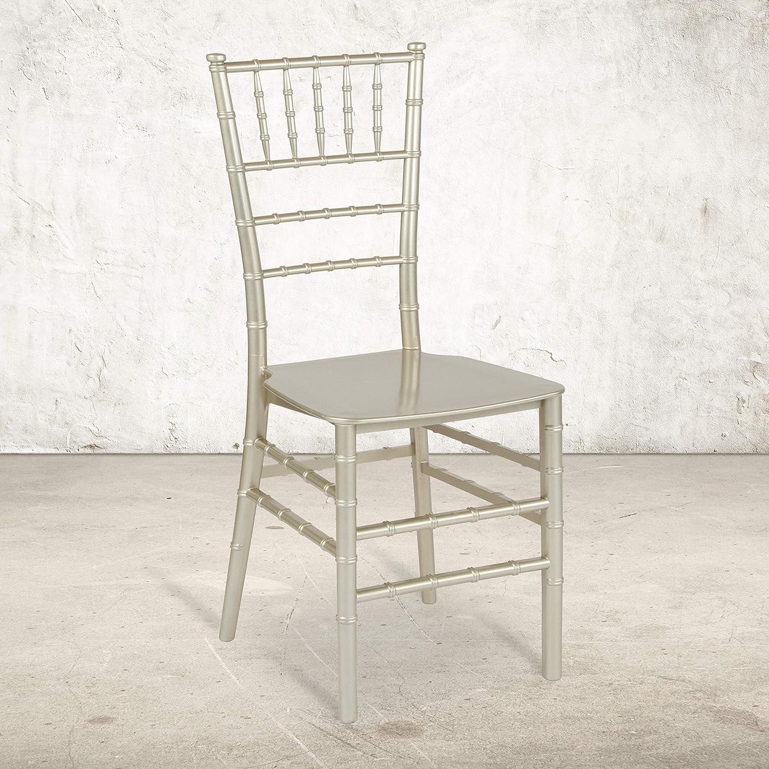 EMMA + OLIVER Champagne Stackable Resin Chiavari Chair