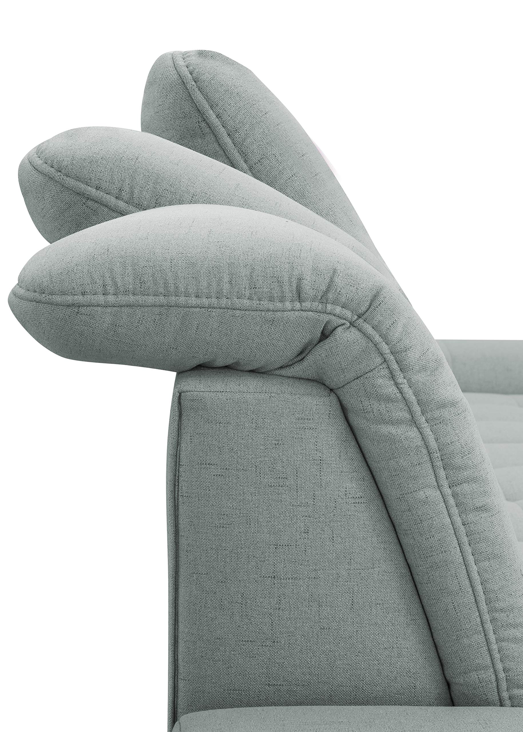 Divano Angolare Lexi Cavadore - Tessuto Azzurro Con Poltrona XXL E Testiera Regolabile - Foto 10