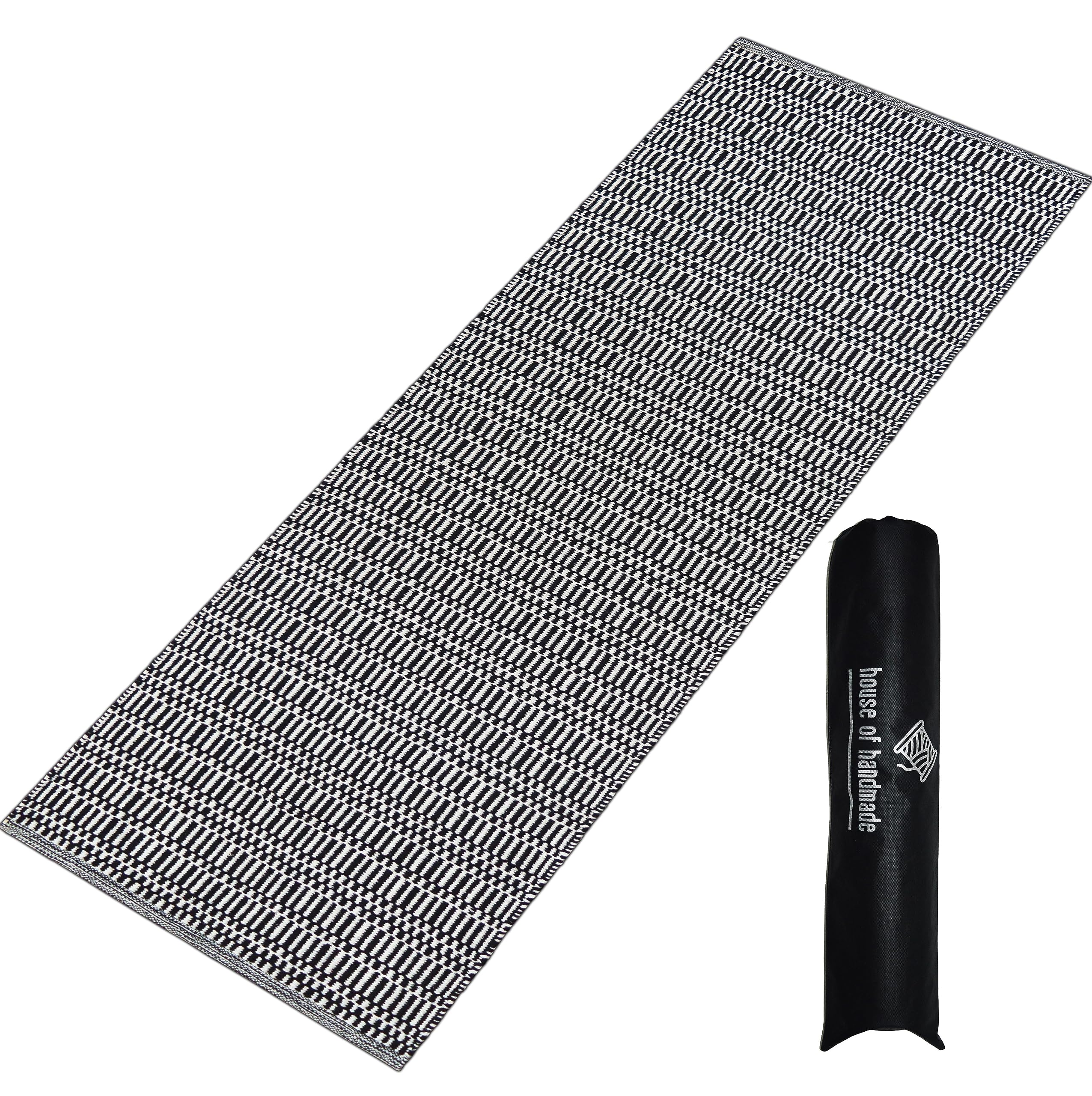 Premium Cotton Yoga Mat for Women and Men, 2X6 feet, Thickness 8 mm, for Home Workout, Pilates, Exercise. With Anti Slip Backing, Black & White-image-34