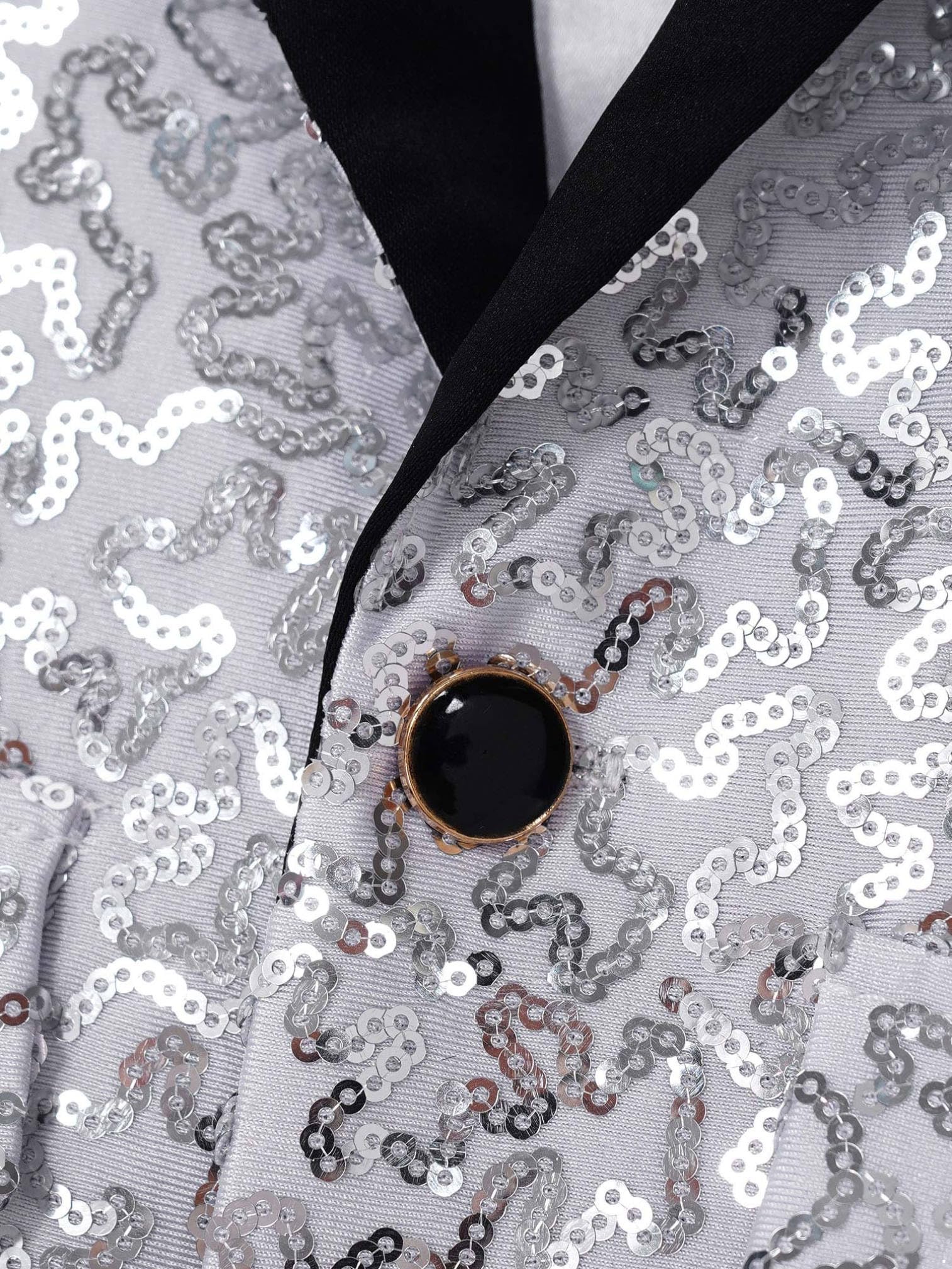 ranrann Enfant Garçon Blazer Paillette Veste de Costume Manches Longues avec Chapeau Élégant Brillant Habillé Manteau Smoking pour Mariage Banquet 5-16 Ans