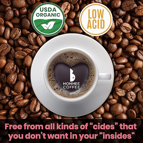 Miniatura 5 de Mommee Coffee Quarter Caf - Granos de café orgánicos enteros bajos en ácido, 100% arábica orgánico 14 Caff con sabor a caramelo suave, proceso