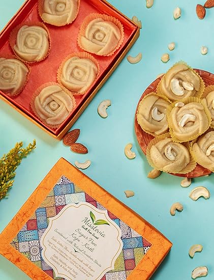 Misstevia Sugar Free Kaju Barfi| Stevia Sweetened| Kids and Diabetes Friendly Sugar Free Sweets | Yummy and Delicious Kaju Barfi| Healthy Indian Sweets 250g