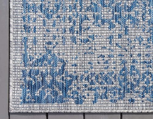 Miniatura 9 de Unique Loom Outdoor Traditional Collection - Alfombra de área (2 x 8 pies, color azulgris)