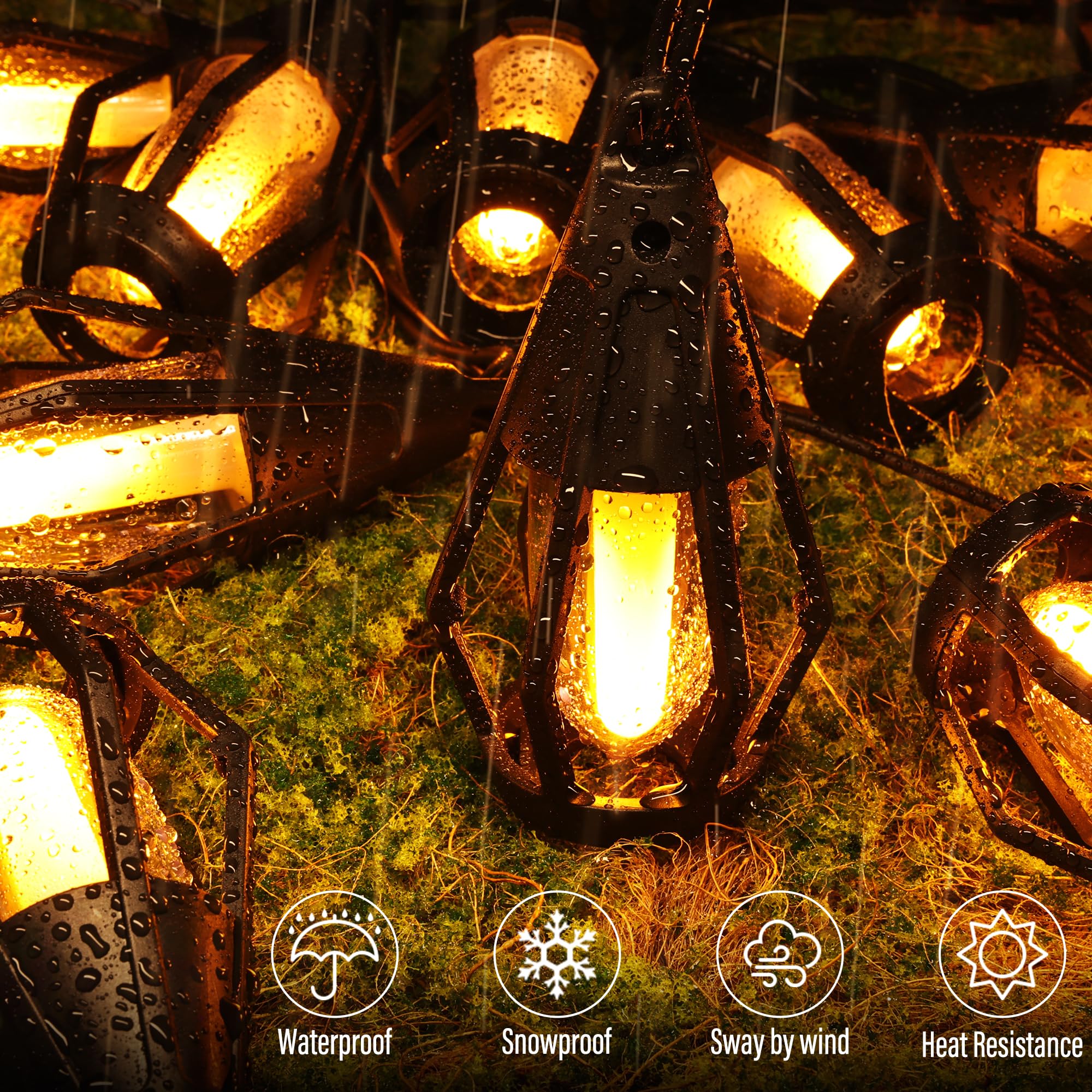 Barra luminosa solare con 15 LED, 12,6 m, per giardino, terrazza