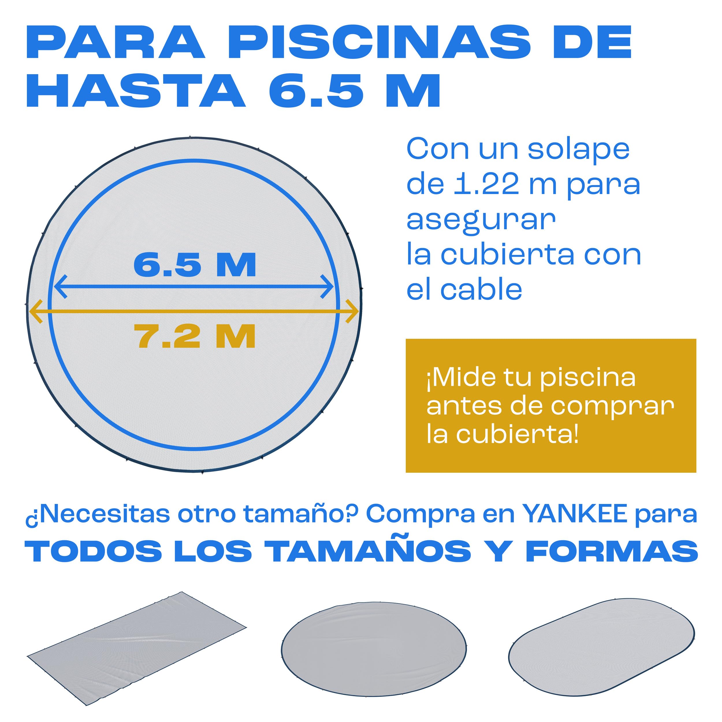 Yankee - Red de láminas para Piscina, Malla de 0,4 cm, Lona de protección para Piscina Fuera del Suelo, Evita Hojas y escombros, Malla Duradera antiobstrucción (600-650 cm (Ø720cm))