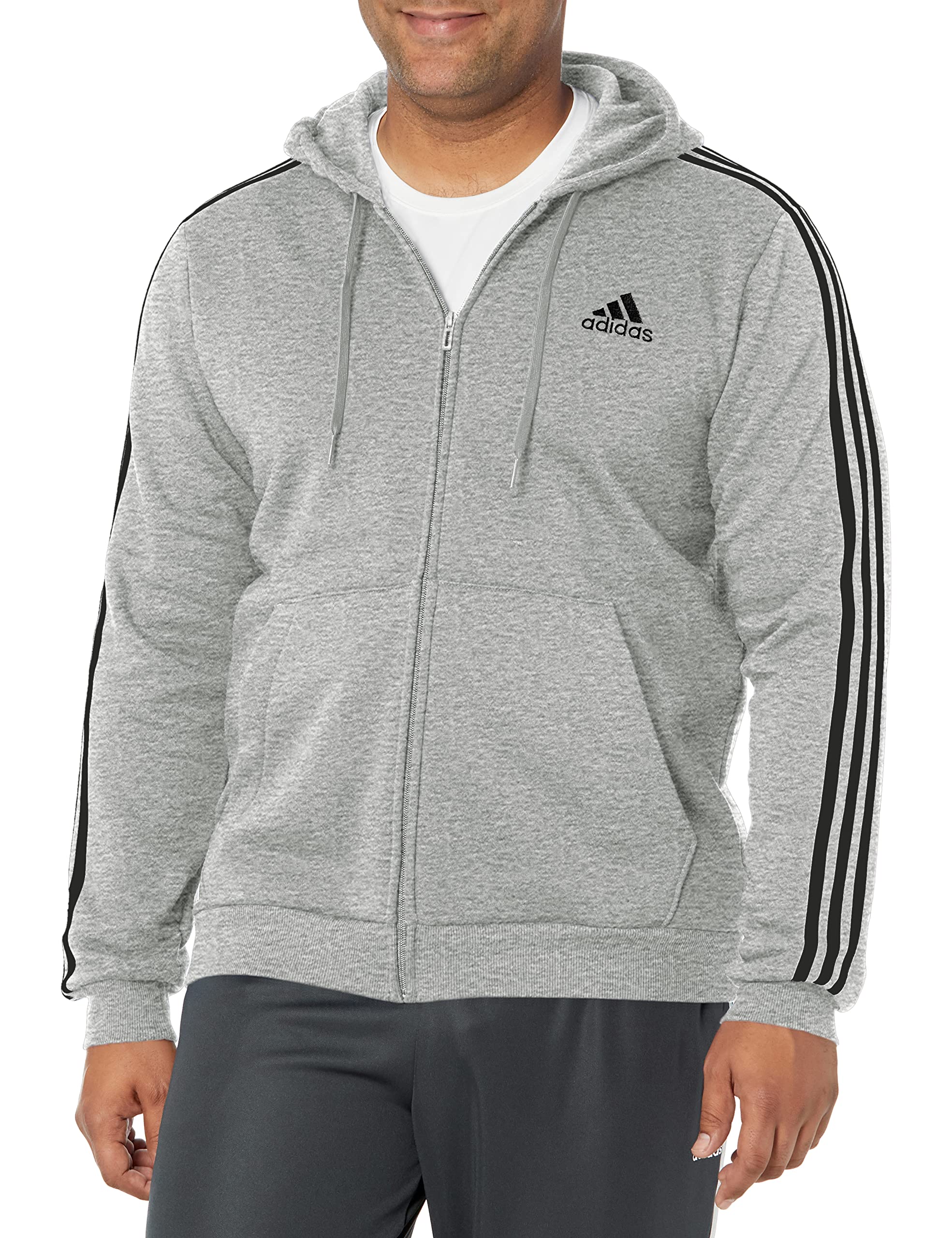 adidas Men's Essentials Fleece 3-Stripes Full-Zip Hoodie