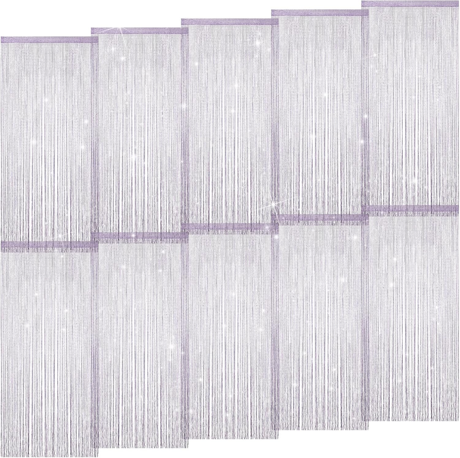 10 Pack 39 x 79 Inch String Curtains for Doorways, Hanging Fringe Hippie Room Divider Privacy Decor Glitter Beaded Curtains for Door Window Hallway Entrance Wall Closet Bedroom Party, Purple