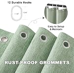 Decorelia Faux Linen Waterproof Shower Curtains for Bathroom, Heavy Duty Farmhouse Decorative Polyester Fabric Washable Cloth Hotel Quality Luxury Shower Curtain with Hooks, Sage Green, 72x72 Inch