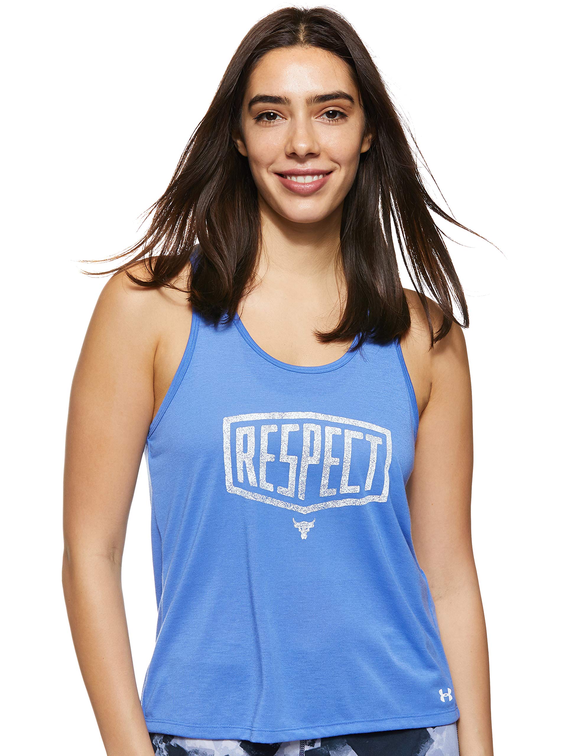 Under Armour Project Rock Womens Open Back Gym Vest Top (S) Blue