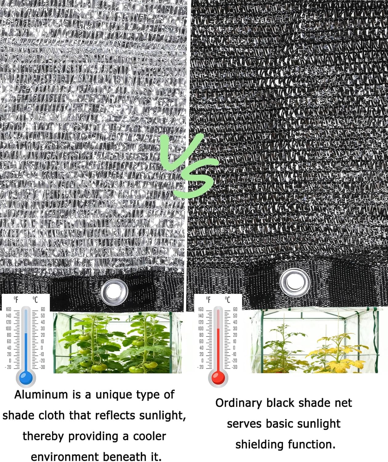 70% Aluminum Shade Cloth 6.5 FT x 8 FT, Durable Mesh Silver Tarps with Grommets and Ball Bungee,Reflective Sun Shade Net Cover for Pet Shade, Car Cover, Patio Garden, Pergola, Plants Growing, Pools